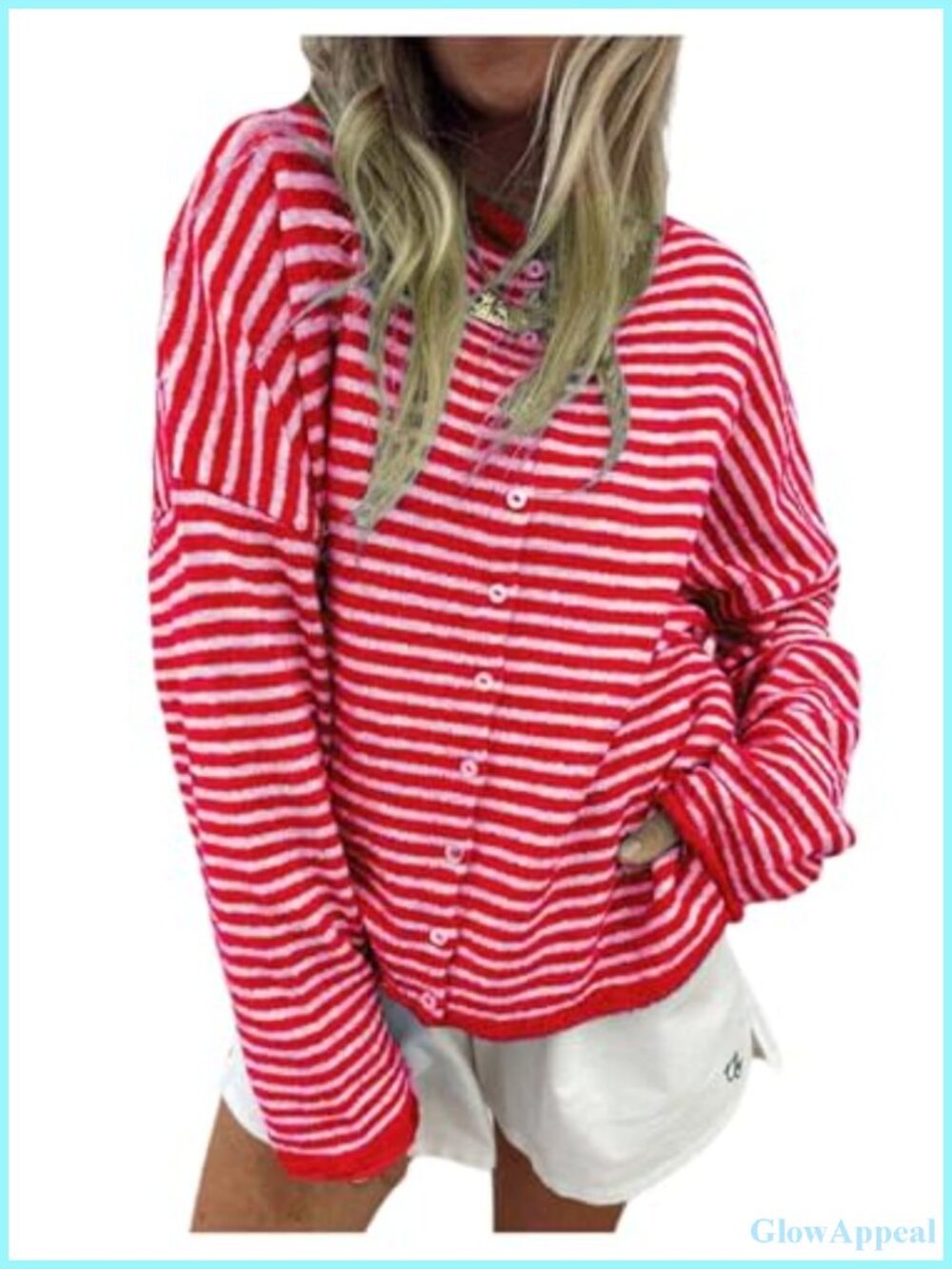 Striped Button Up Long Sleeve Loose Cardigan Sweater